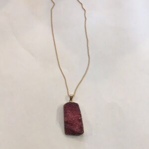 Elegant 14k Gold Filled Necklace with Pink Druzy Crystal Pendant